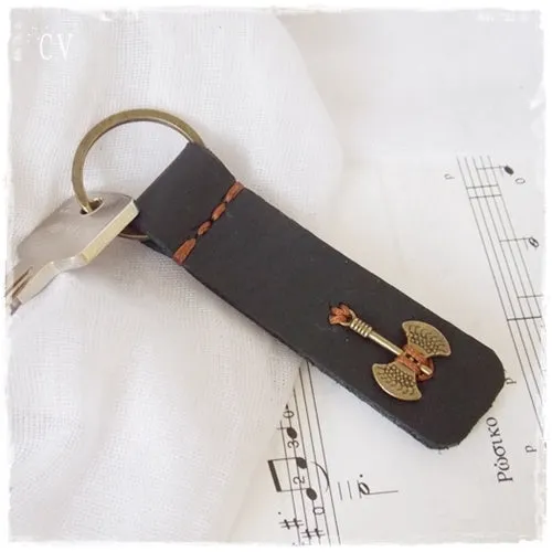 Battle Axe Leather Keychain