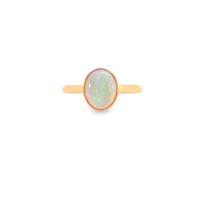 Bezel-Set Solitaire White Opal Ring - 10x8mm, Rose Gold-Plated Sterling Silver, Elegant Minimalist Jewelry, Perfect Gift for Her