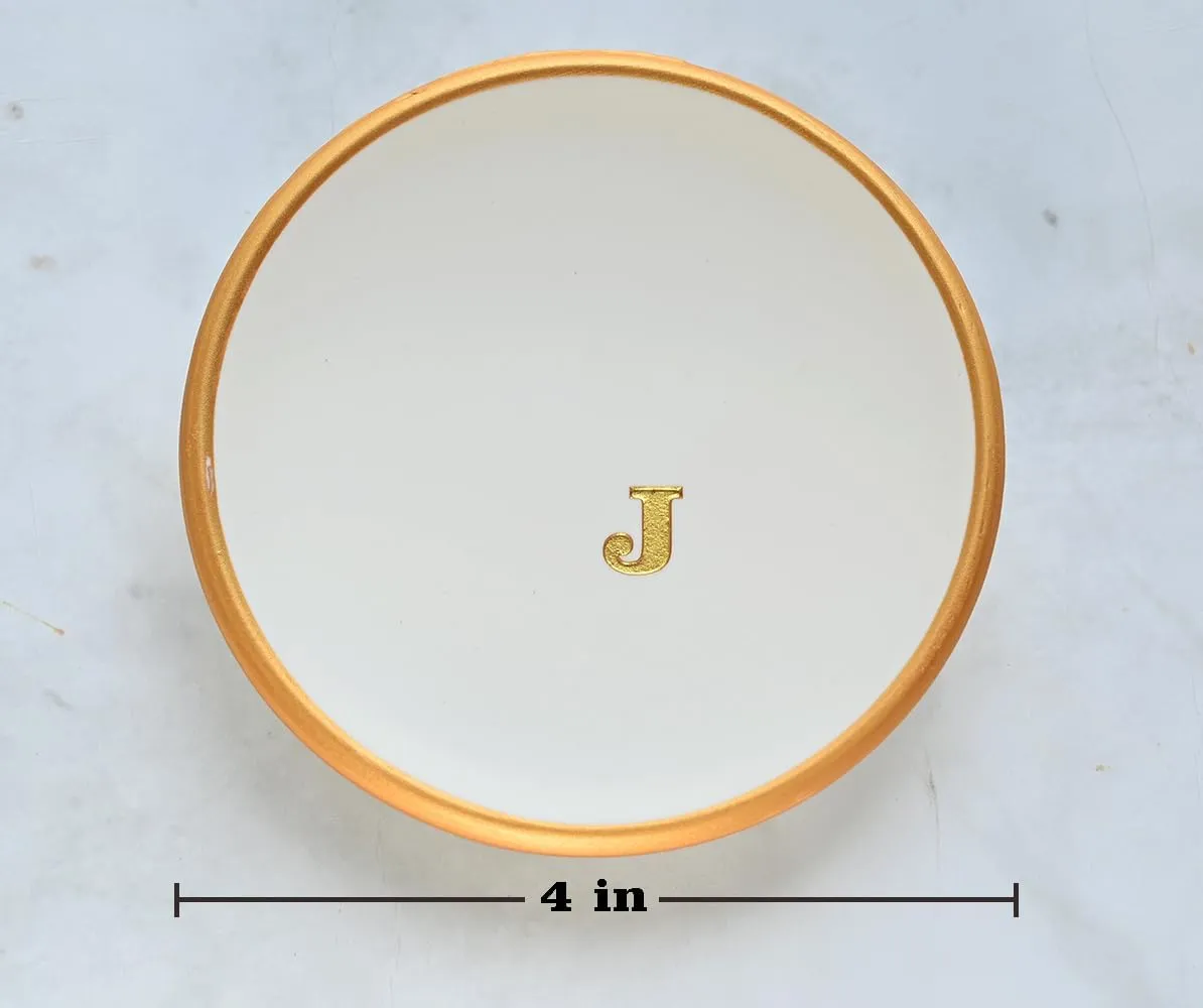Birthday Gifts for Women: Classic Minimalist Engraved Jewelry Tray (J)