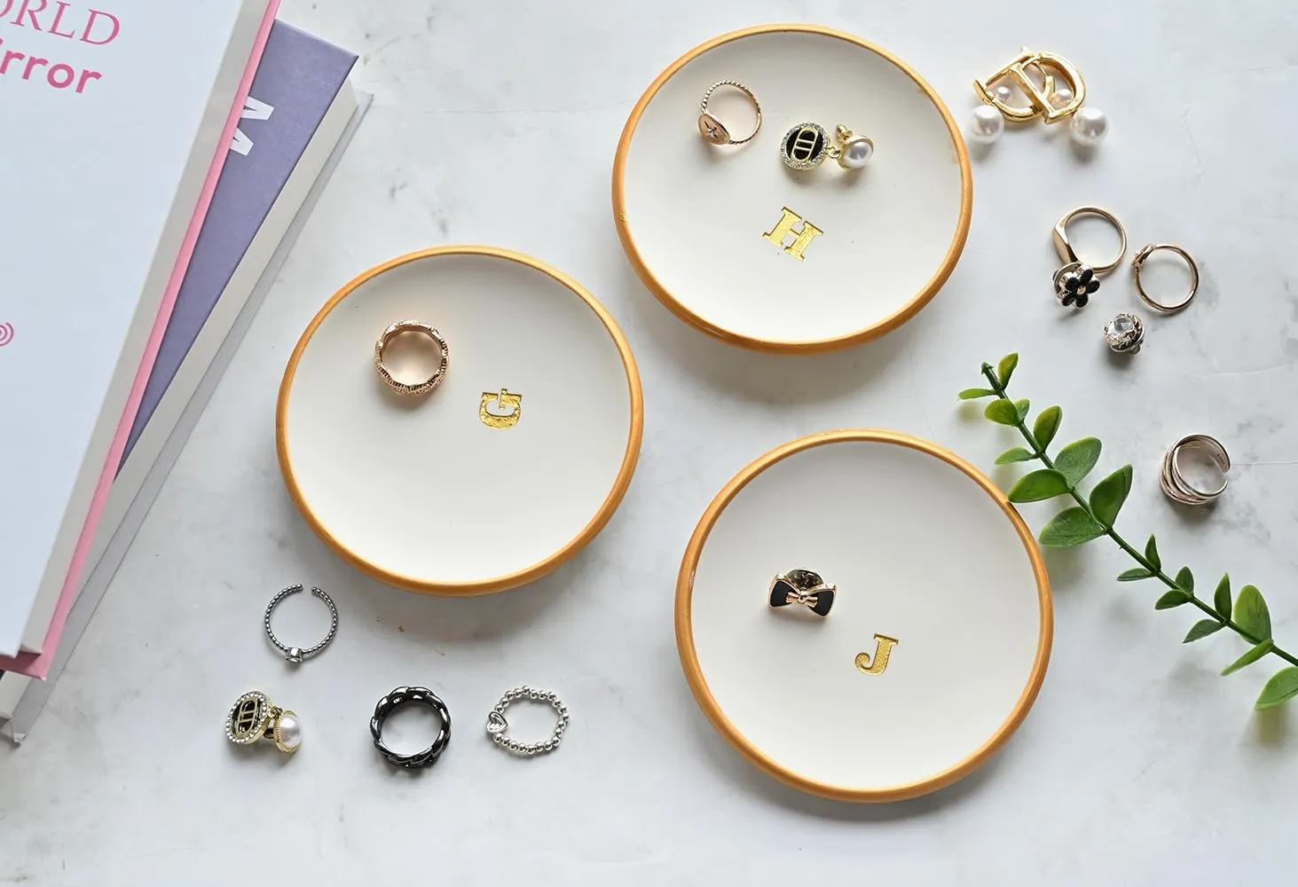Birthday Gifts for Women: Classic Minimalist Engraved Jewelry Tray (J)