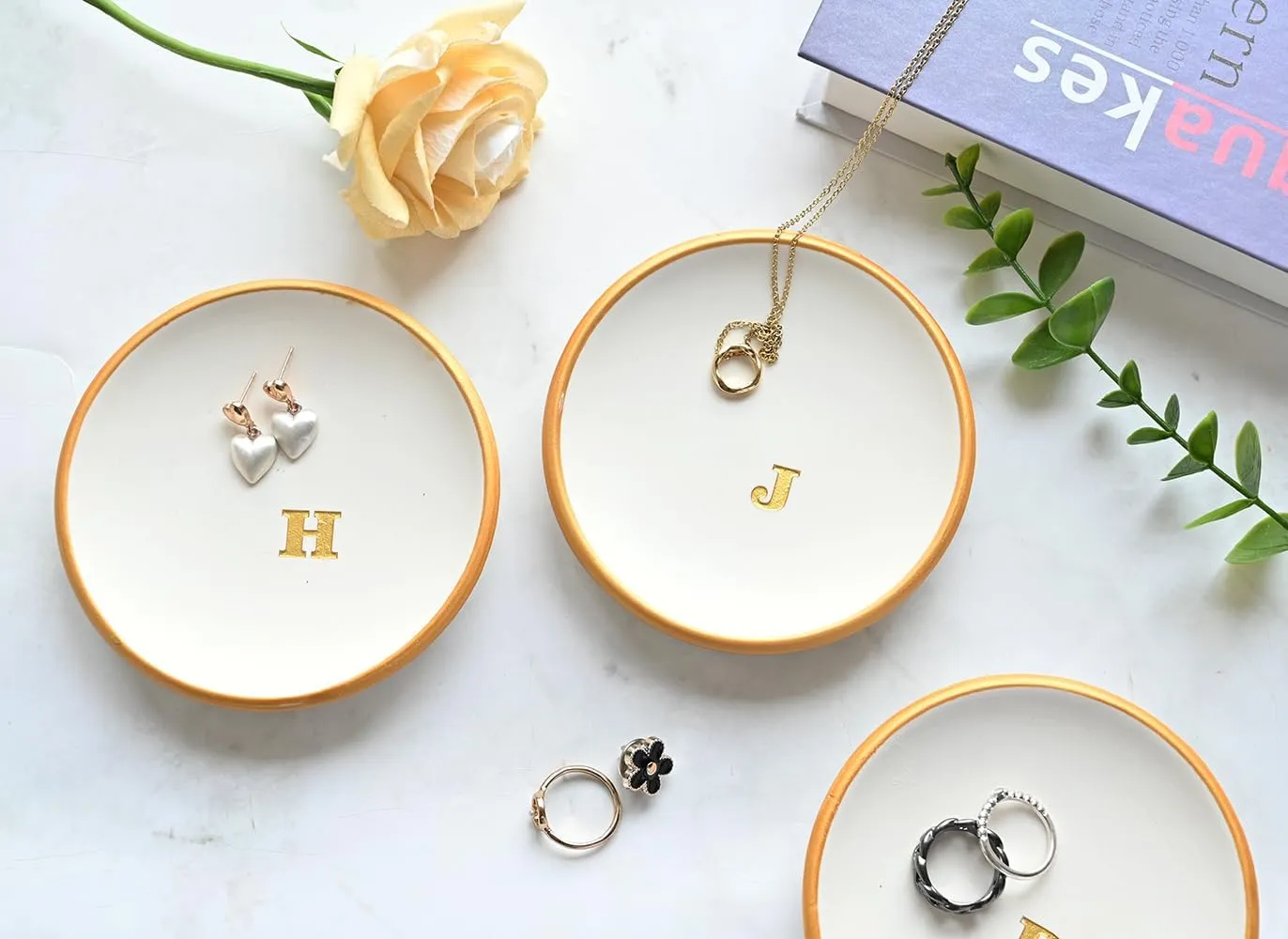 Birthday Gifts for Women: Classic Minimalist Engraved Jewelry Tray (J)