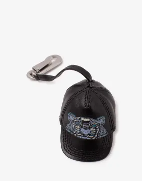 Black Tiger Cap Leather Keychain