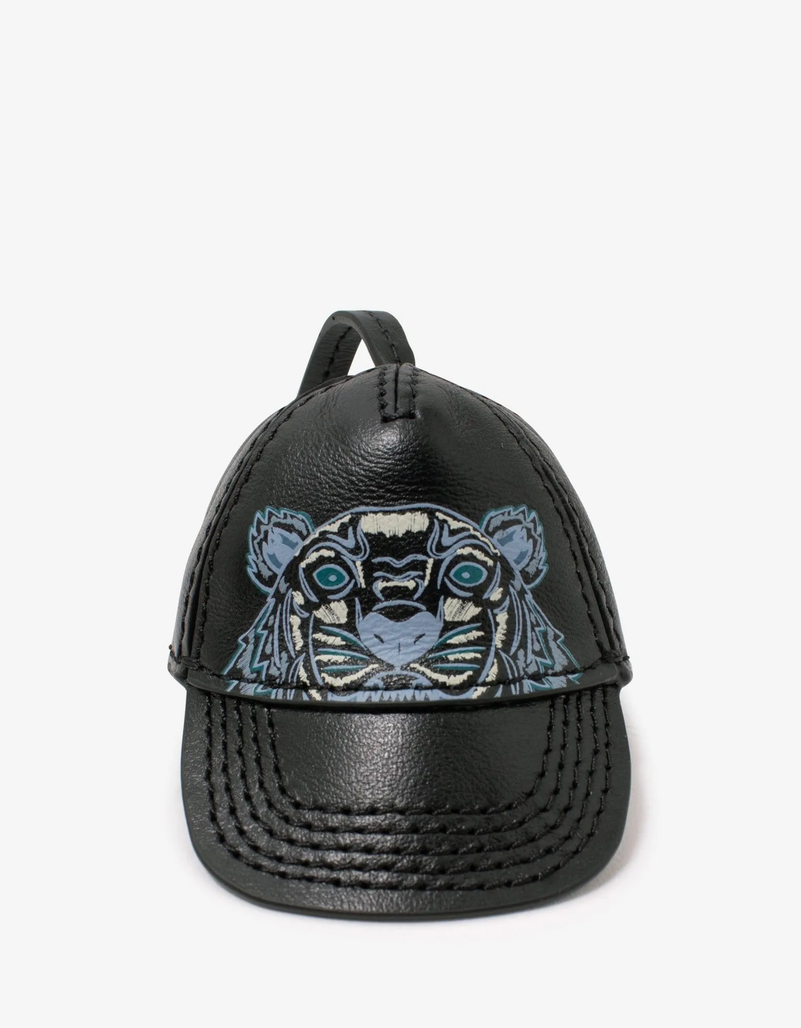 Black Tiger Cap Leather Keychain