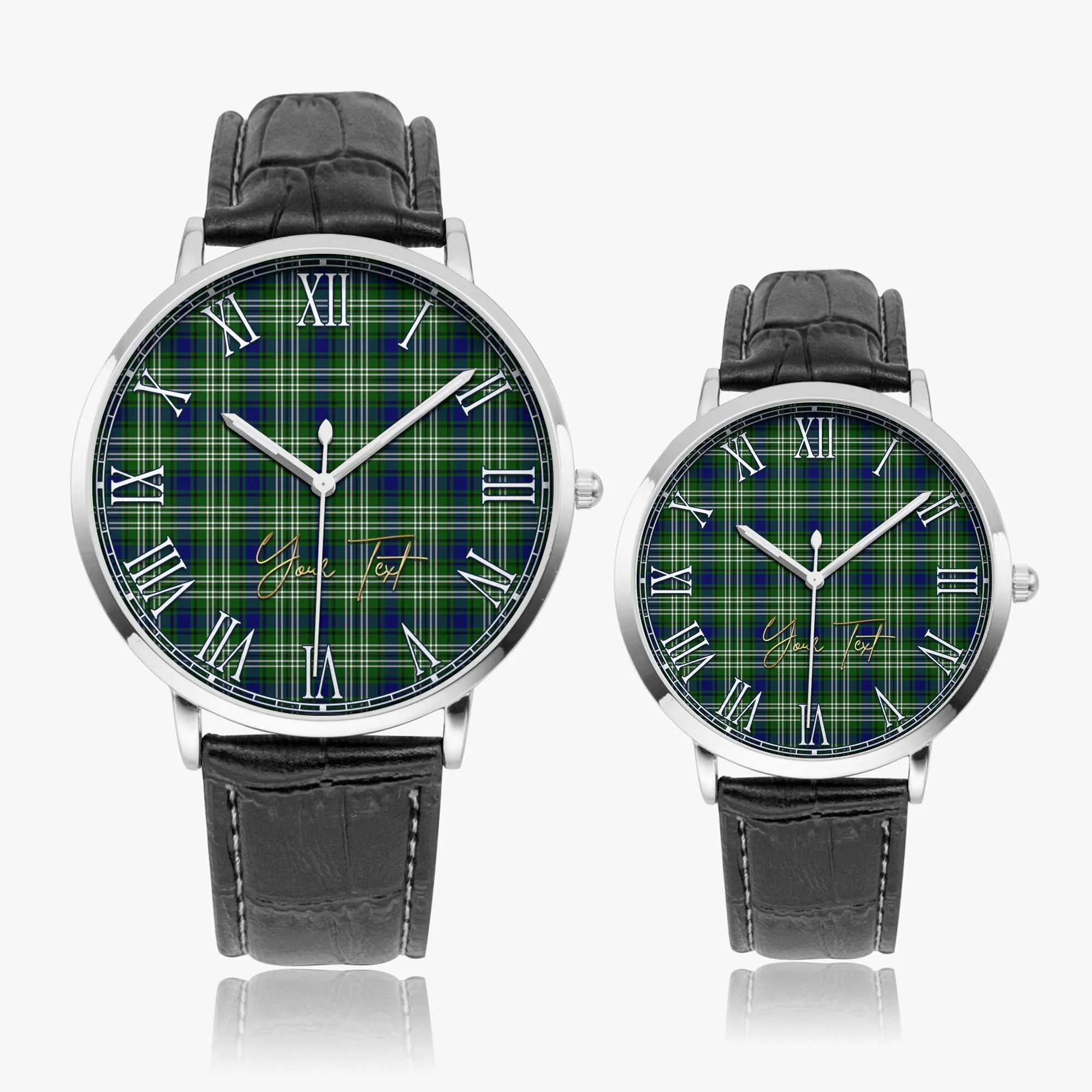 Blackadder Tartan Personalized Your Text Leather Trap Quartz Watch