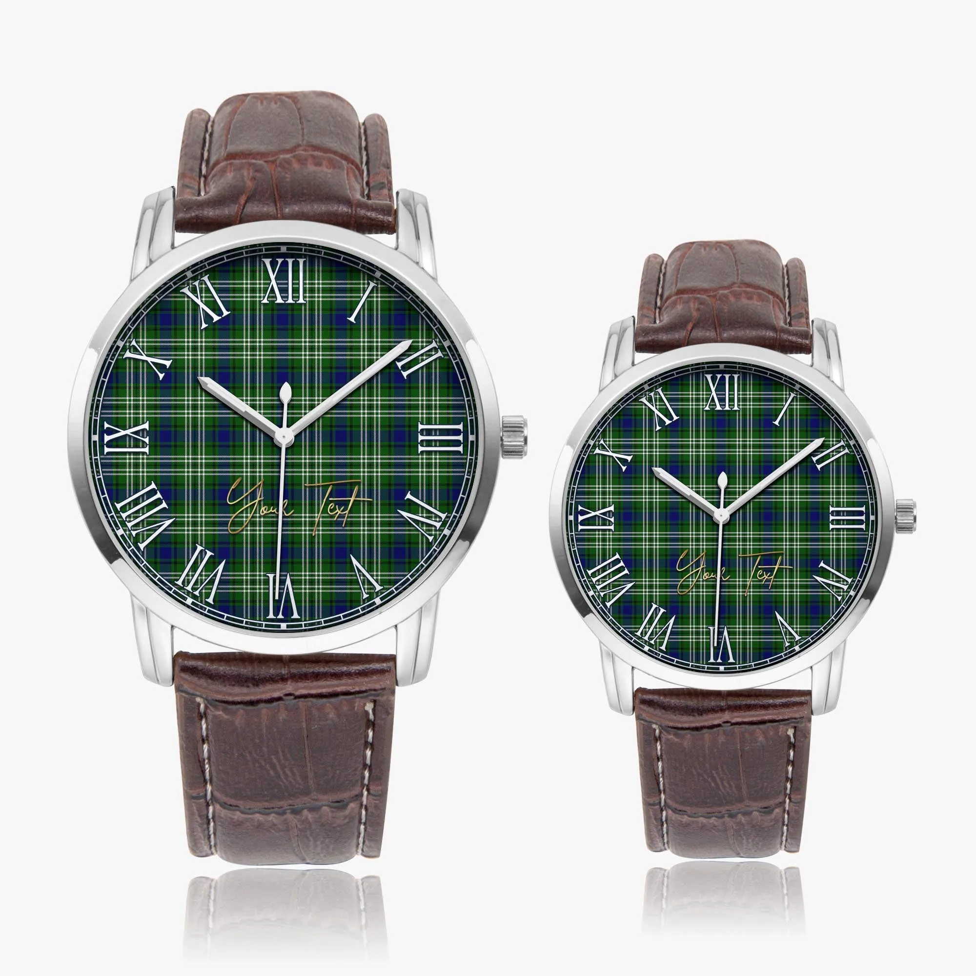 Blackadder Tartan Personalized Your Text Leather Trap Quartz Watch