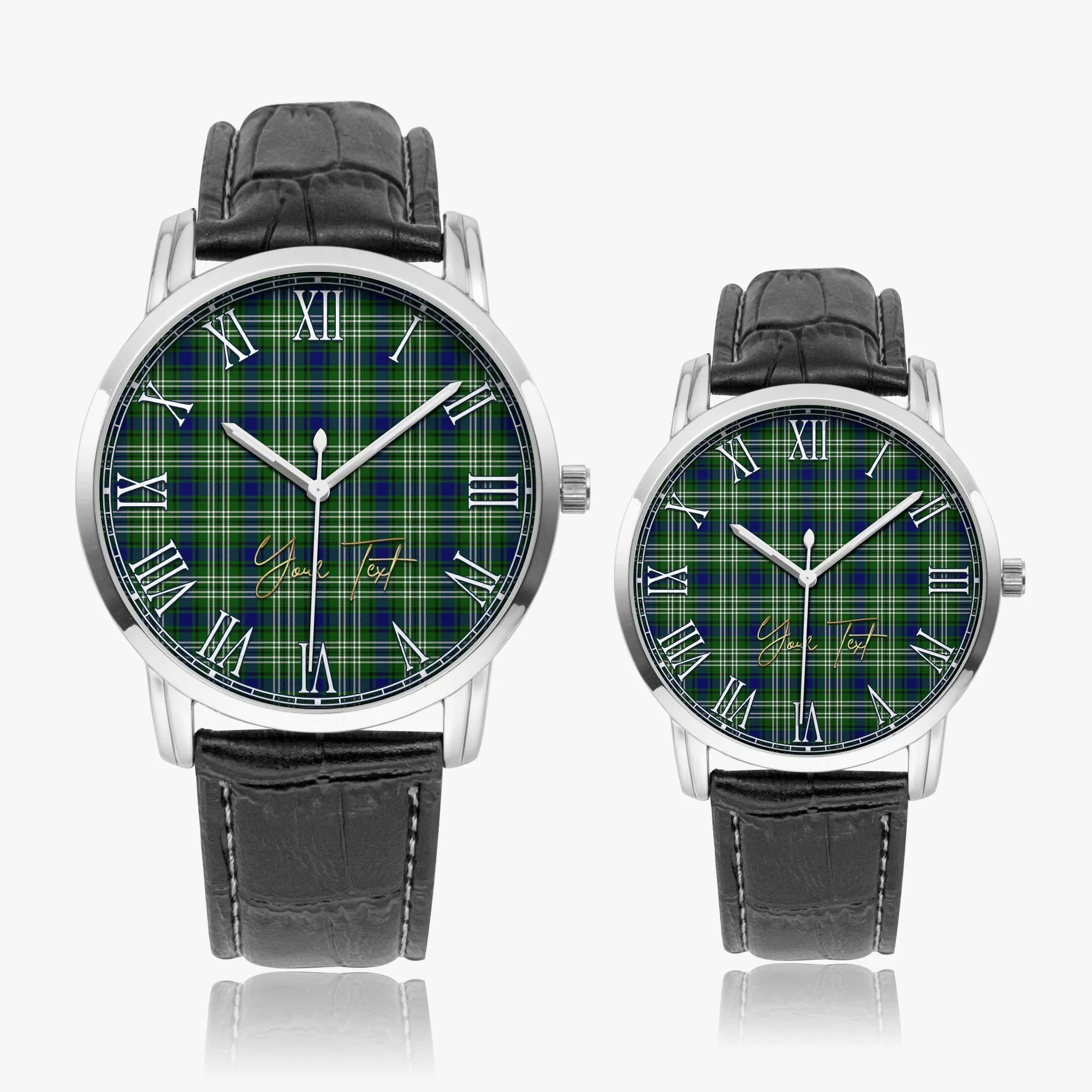 Blackadder Tartan Personalized Your Text Leather Trap Quartz Watch