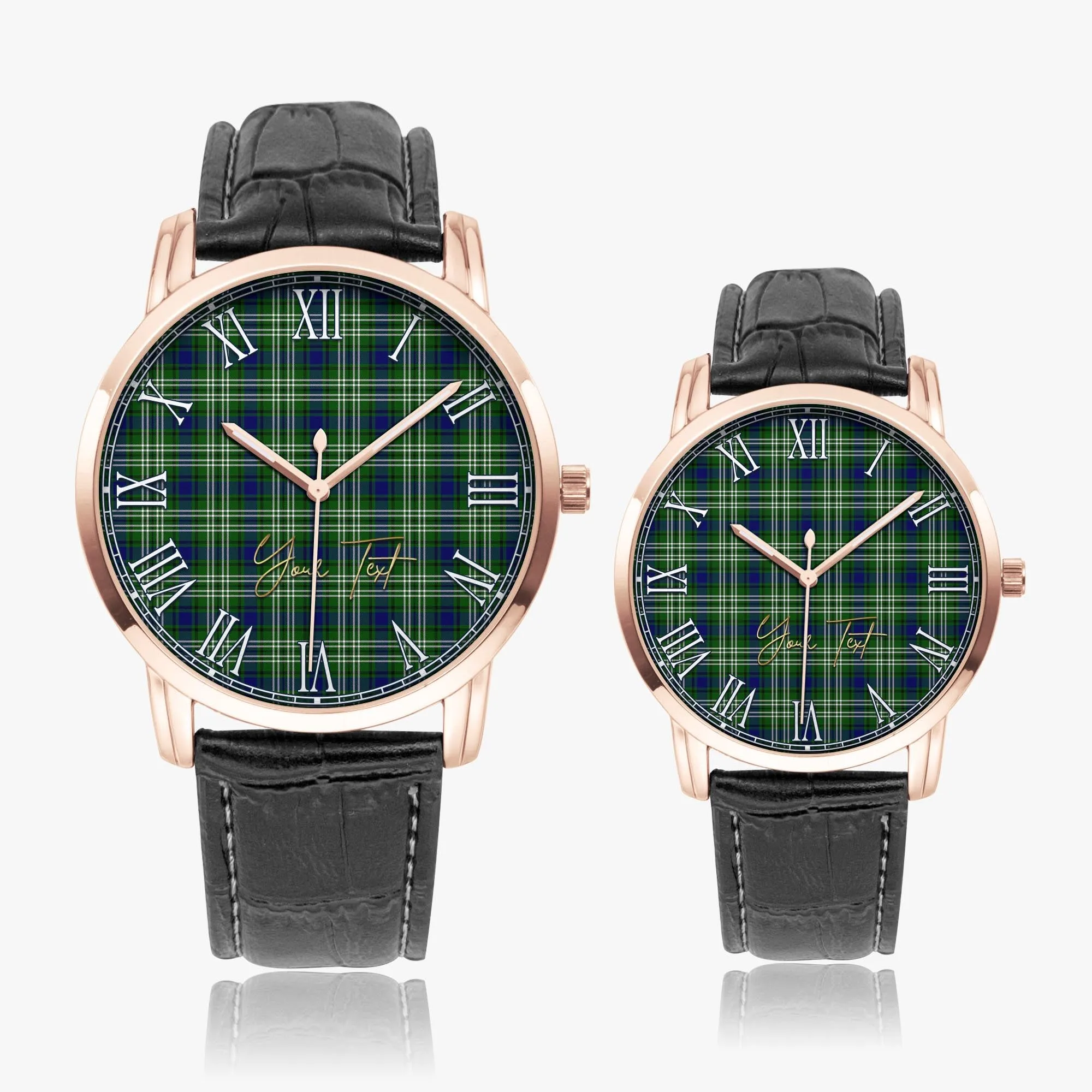 Blackadder Tartan Personalized Your Text Leather Trap Quartz Watch