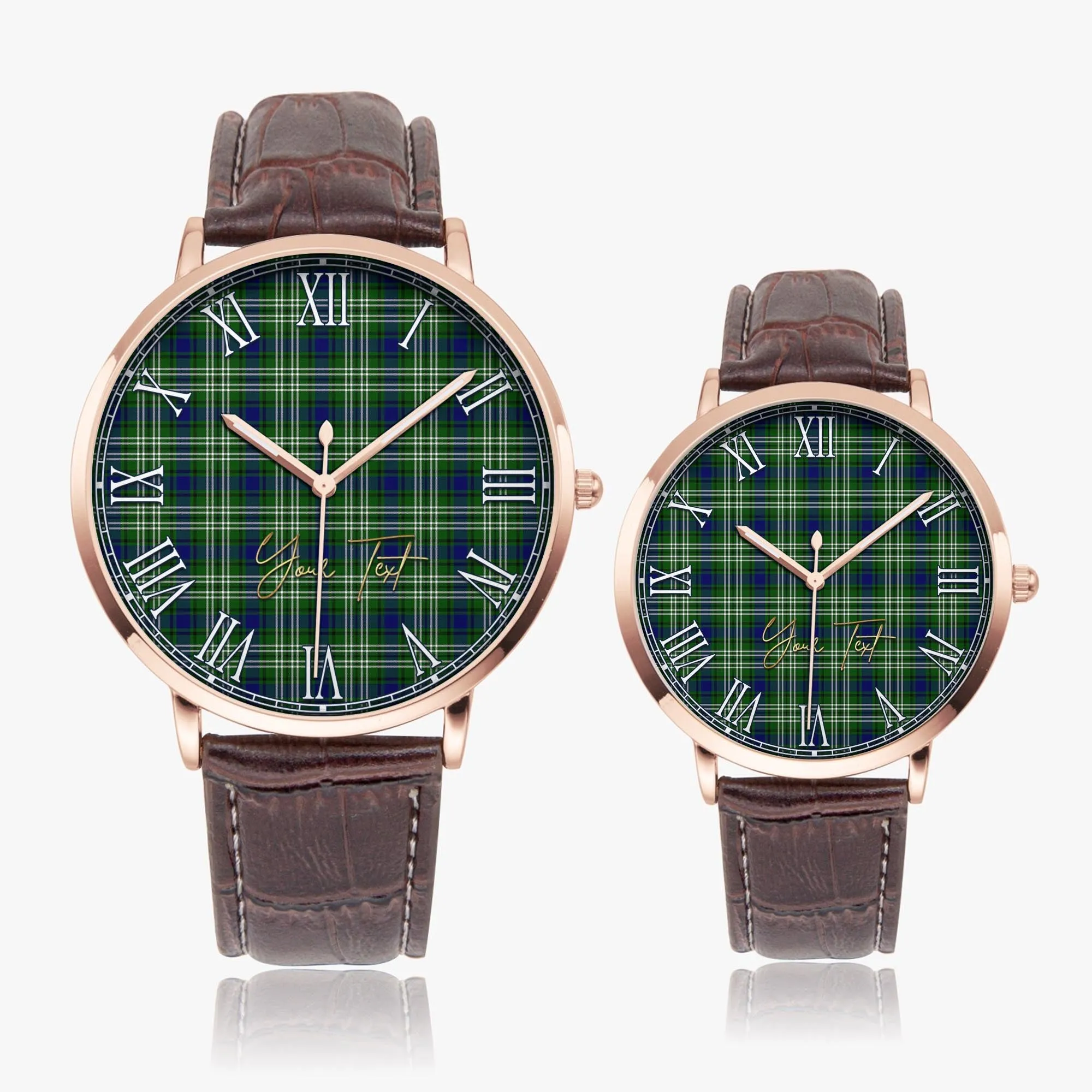 Blackadder Tartan Personalized Your Text Leather Trap Quartz Watch