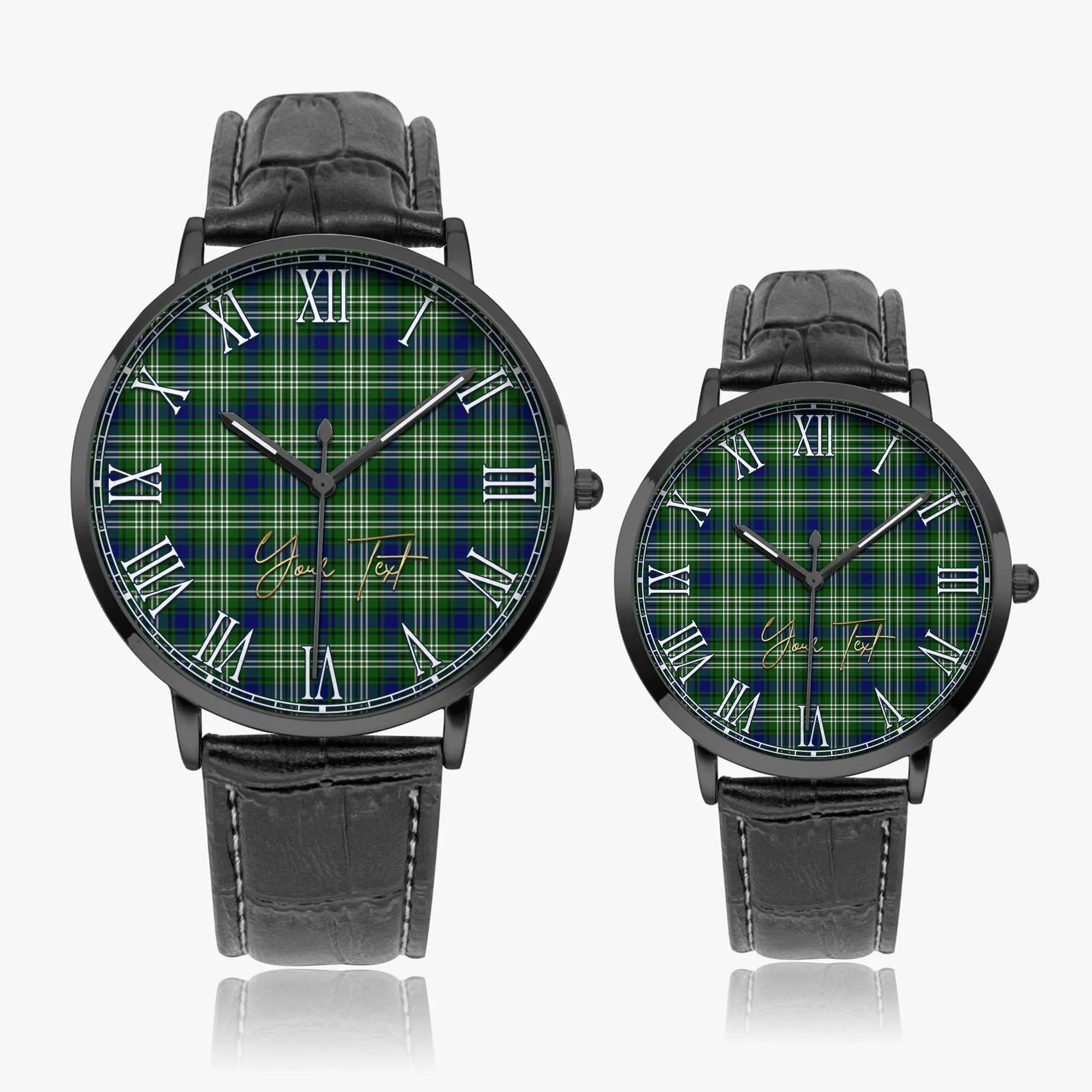 Blackadder Tartan Personalized Your Text Leather Trap Quartz Watch