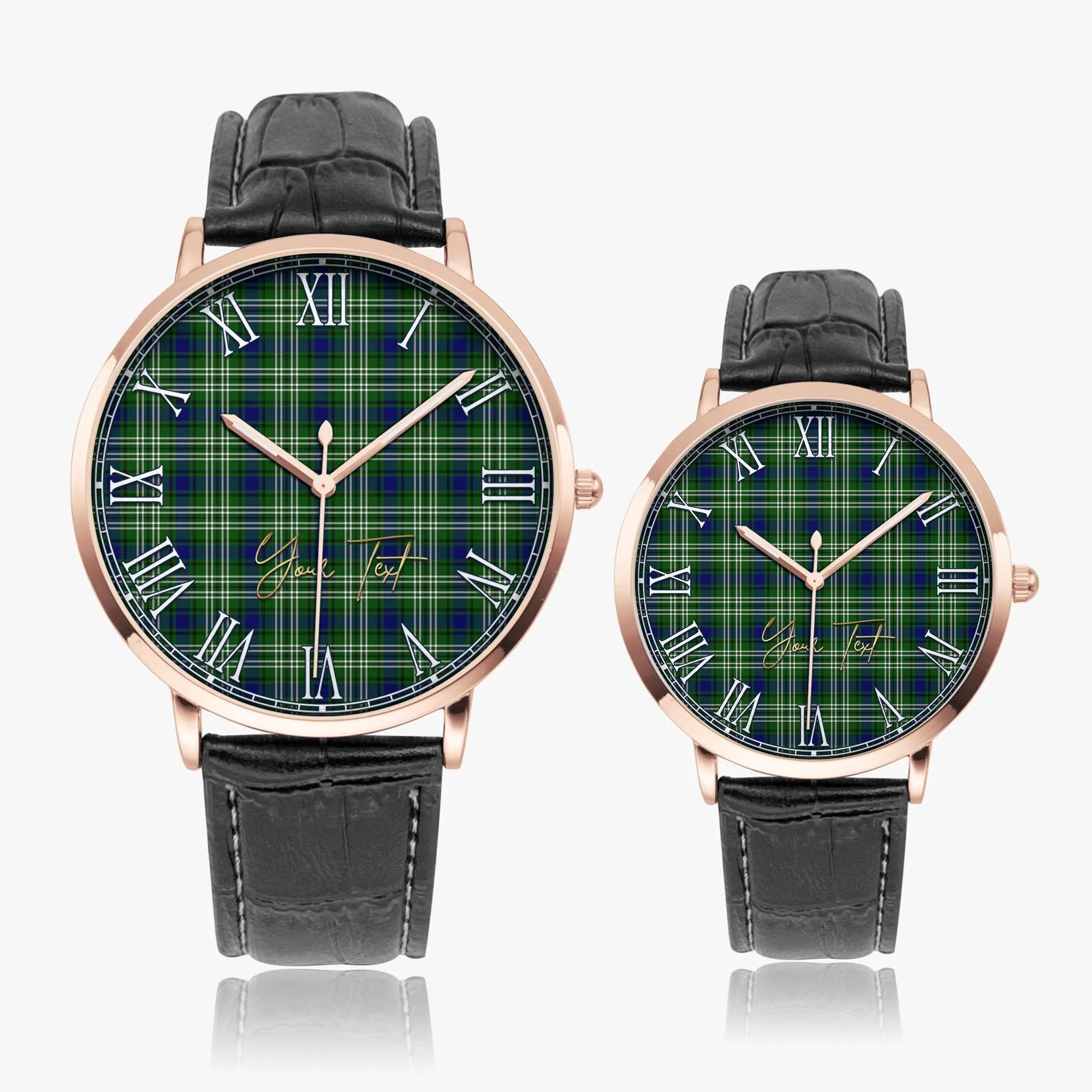 Blackadder Tartan Personalized Your Text Leather Trap Quartz Watch