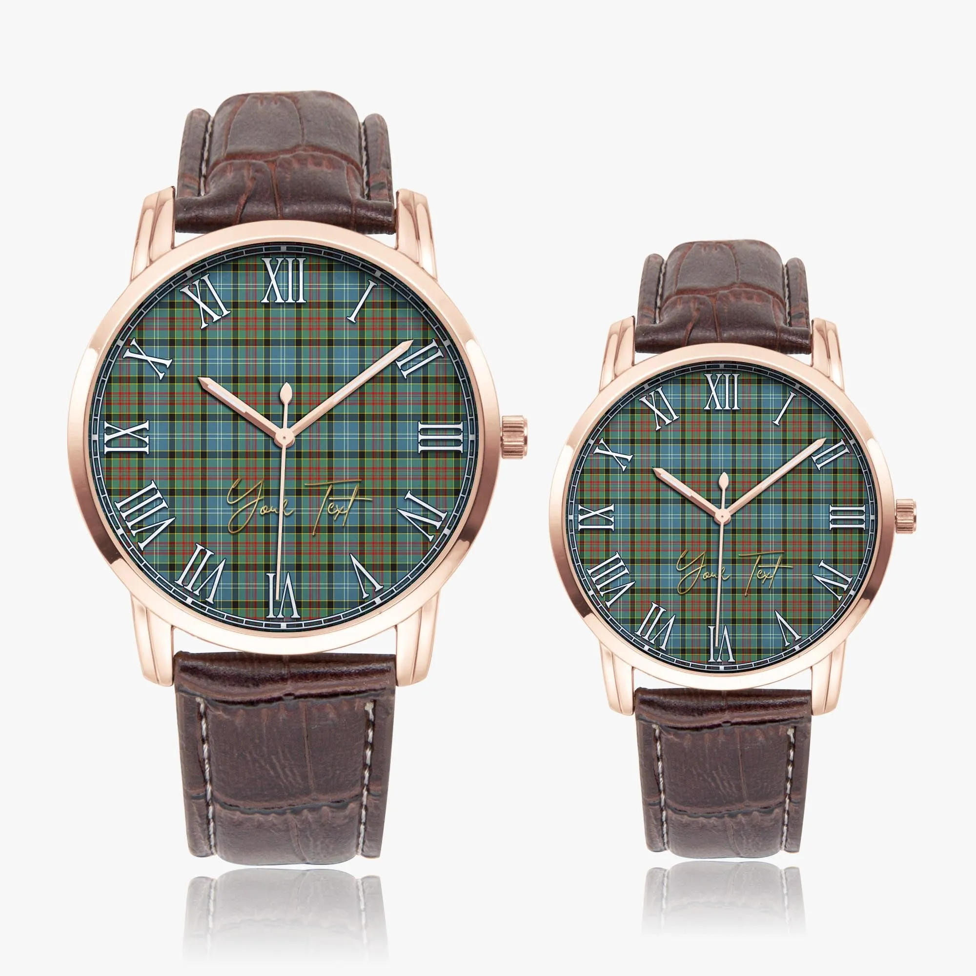 Brisbane Tartan Personalized Your Text Leather Trap Quartz Watch