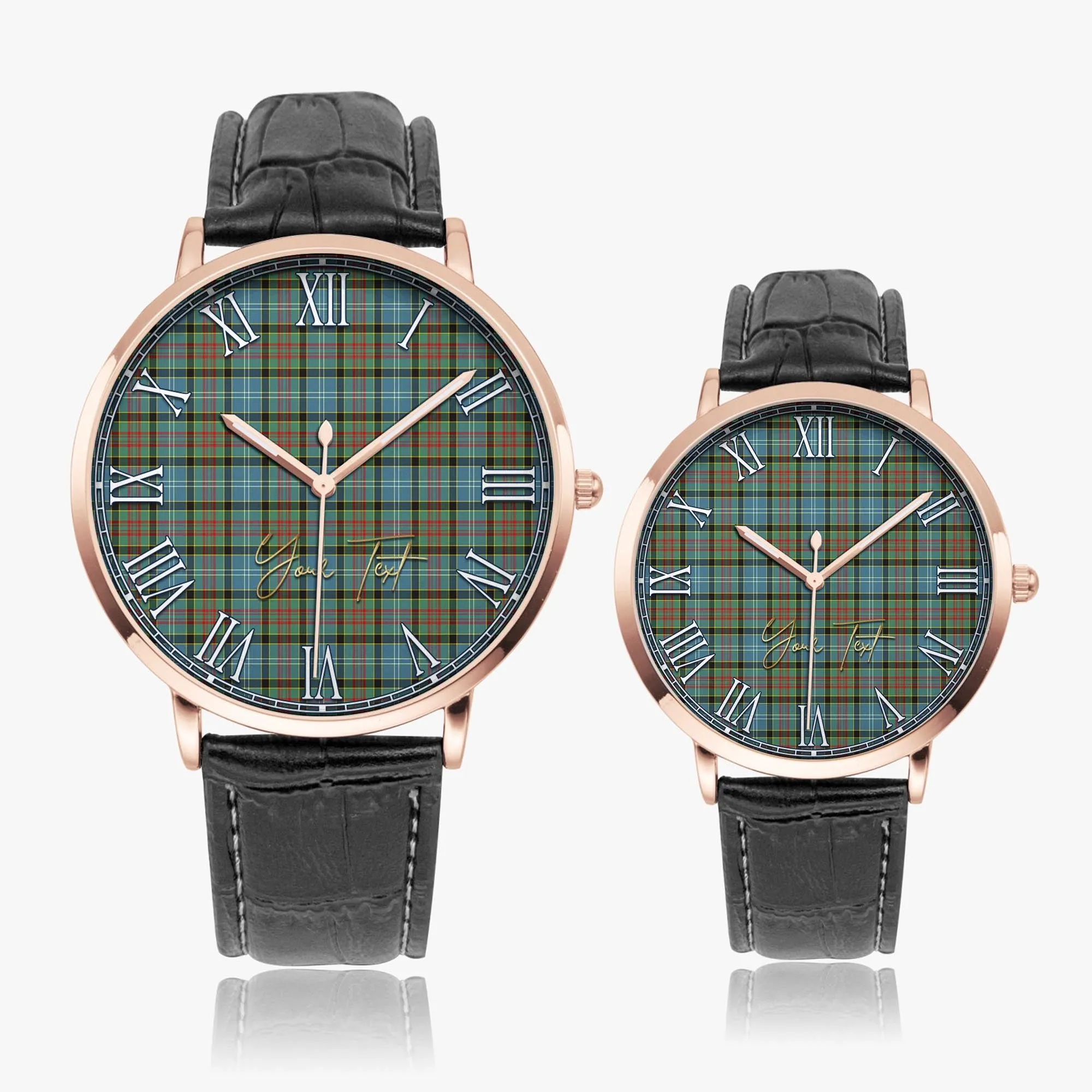 Brisbane Tartan Personalized Your Text Leather Trap Quartz Watch