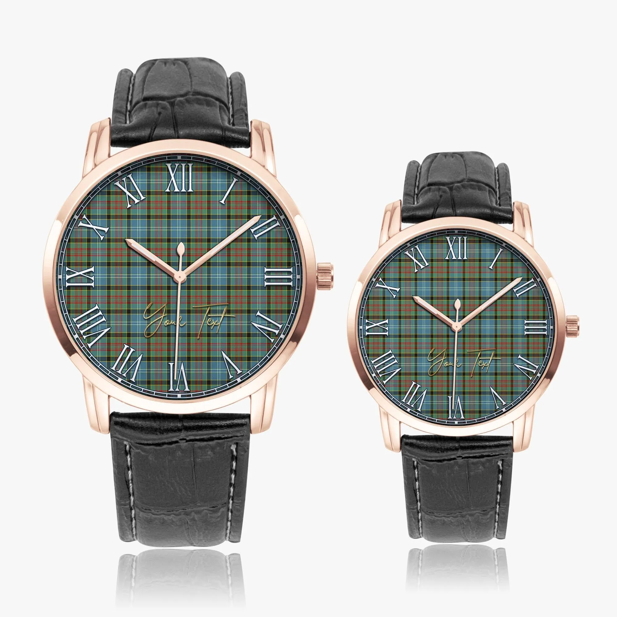 Brisbane Tartan Personalized Your Text Leather Trap Quartz Watch
