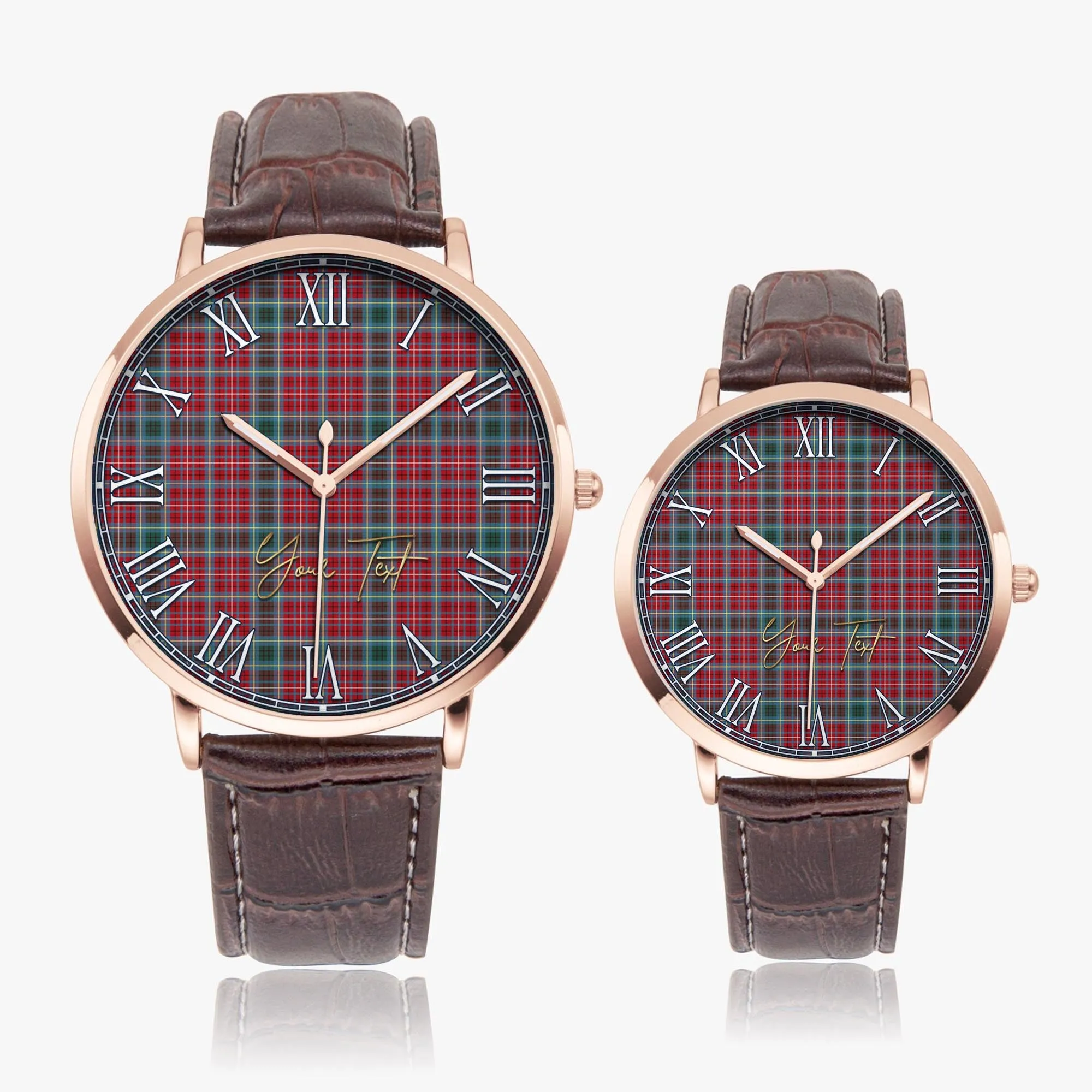 British Columbia Province Canada Tartan Personalized Your Text Leather Trap Quartz Watch