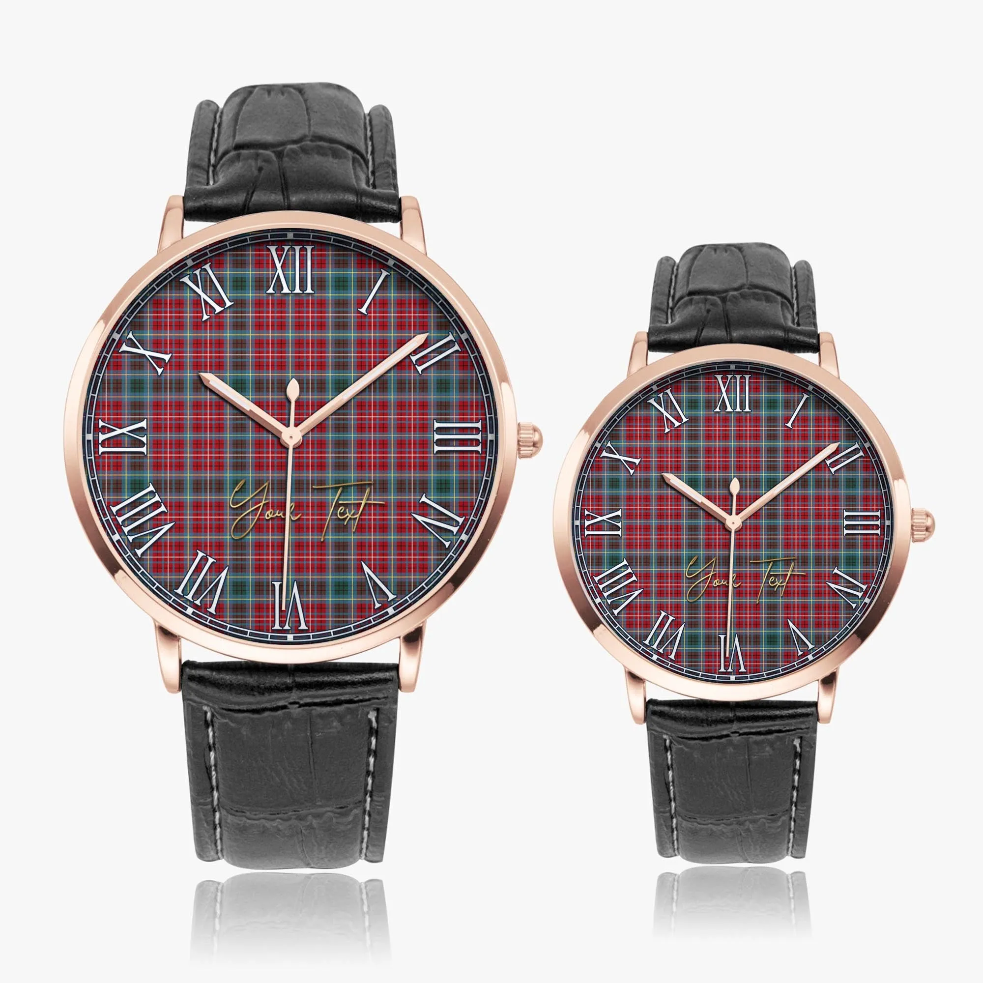 British Columbia Province Canada Tartan Personalized Your Text Leather Trap Quartz Watch