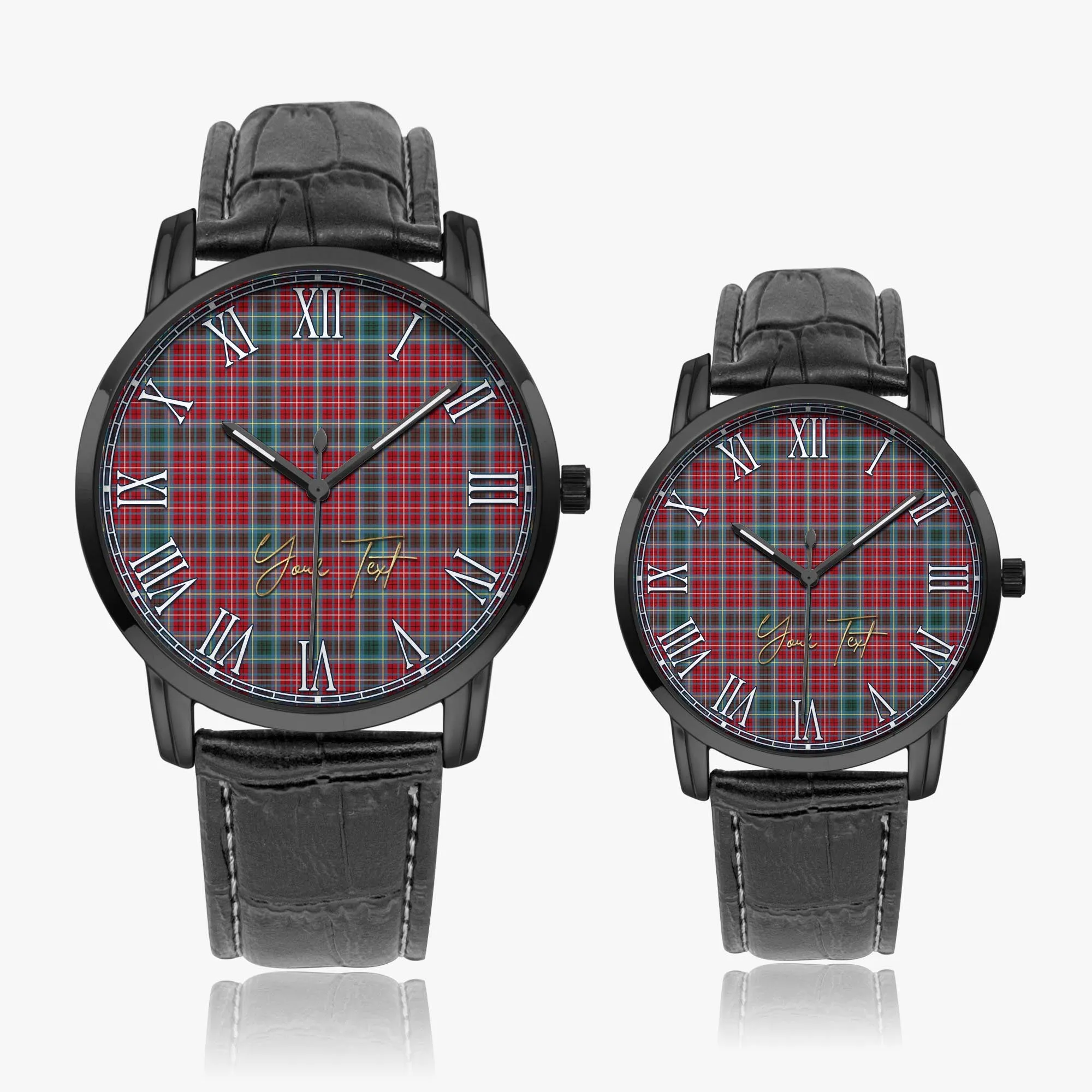 British Columbia Province Canada Tartan Personalized Your Text Leather Trap Quartz Watch