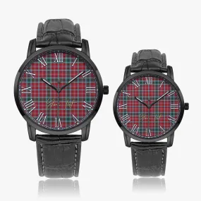 British Columbia Province Canada Tartan Personalized Your Text Leather Trap Quartz Watch