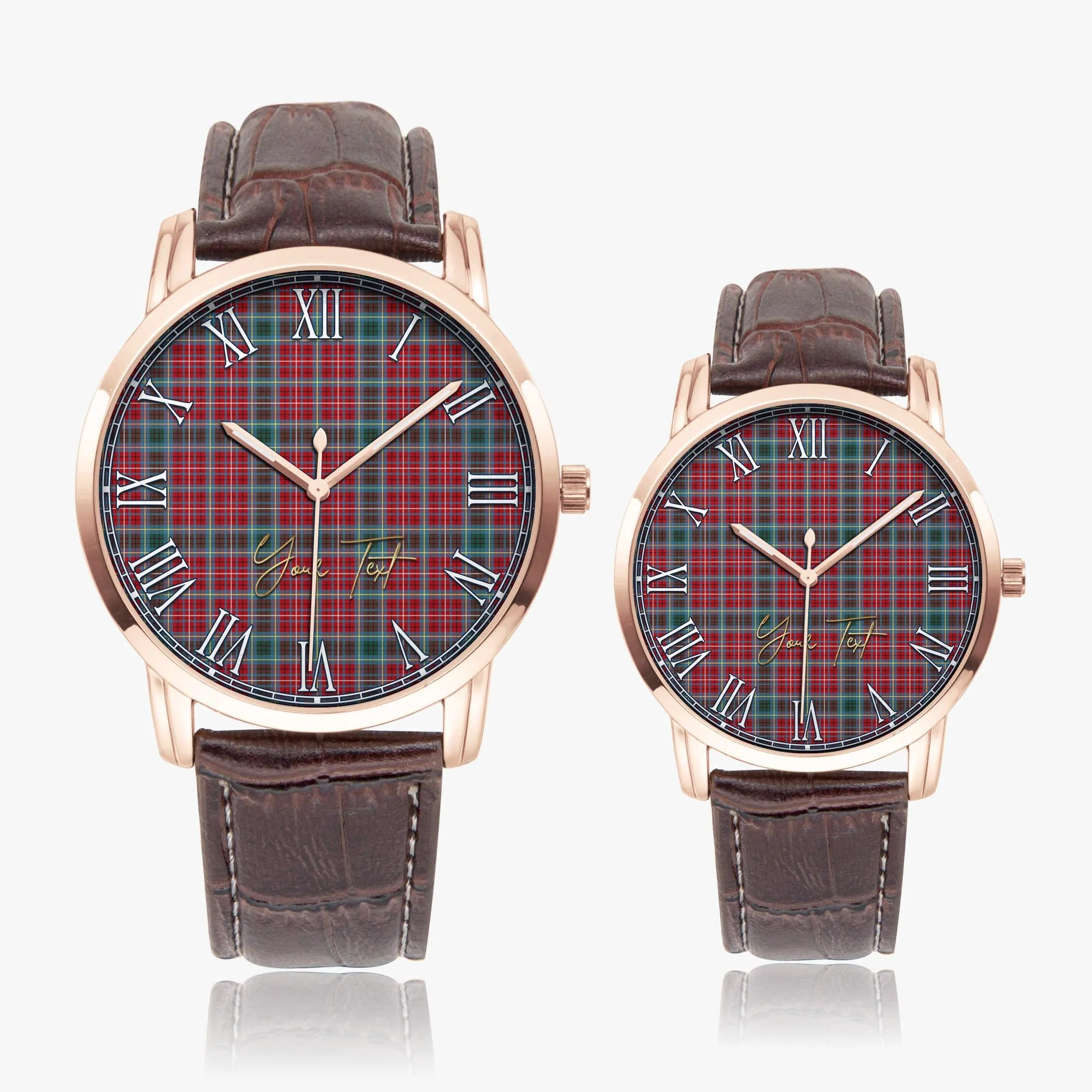 British Columbia Province Canada Tartan Personalized Your Text Leather Trap Quartz Watch