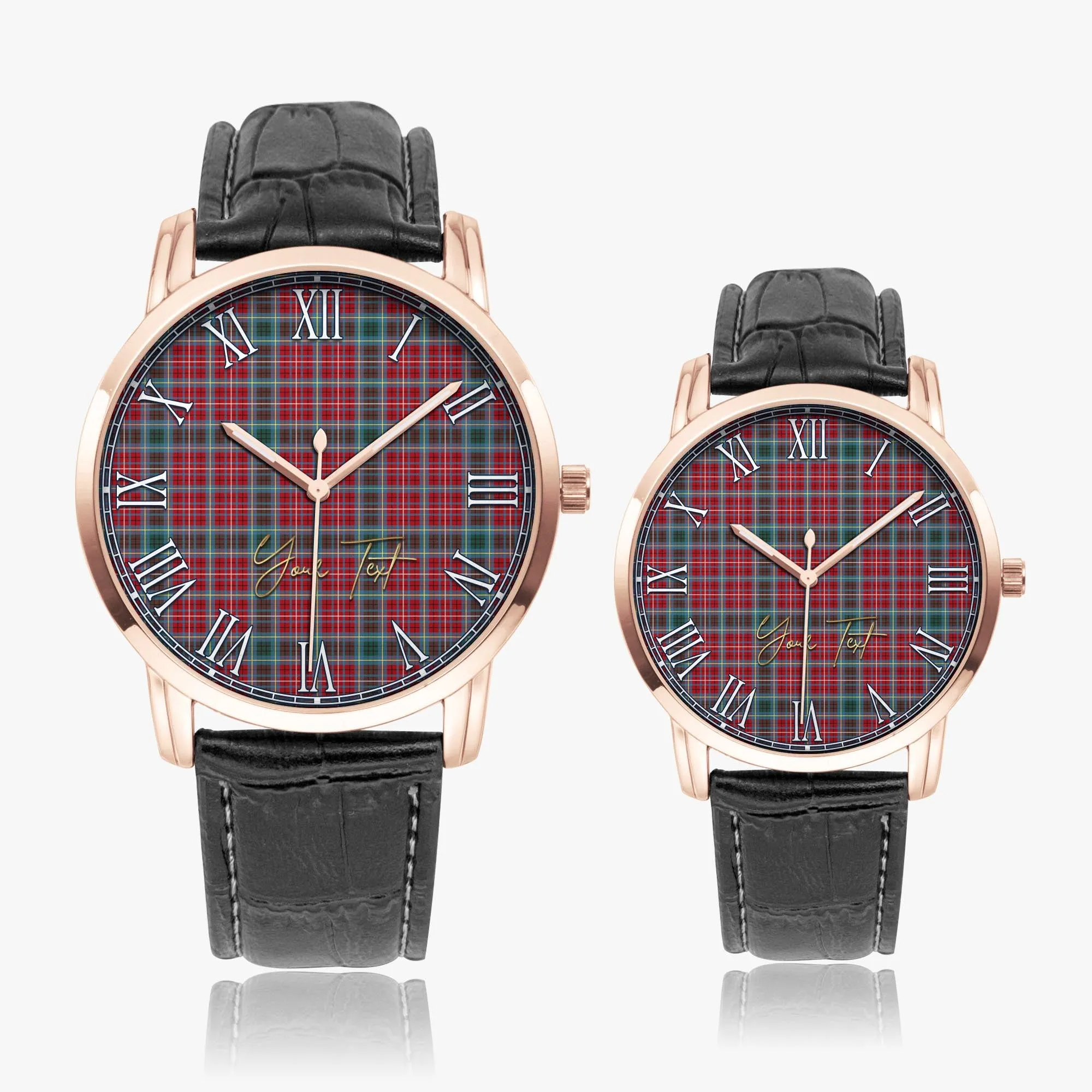 British Columbia Province Canada Tartan Personalized Your Text Leather Trap Quartz Watch