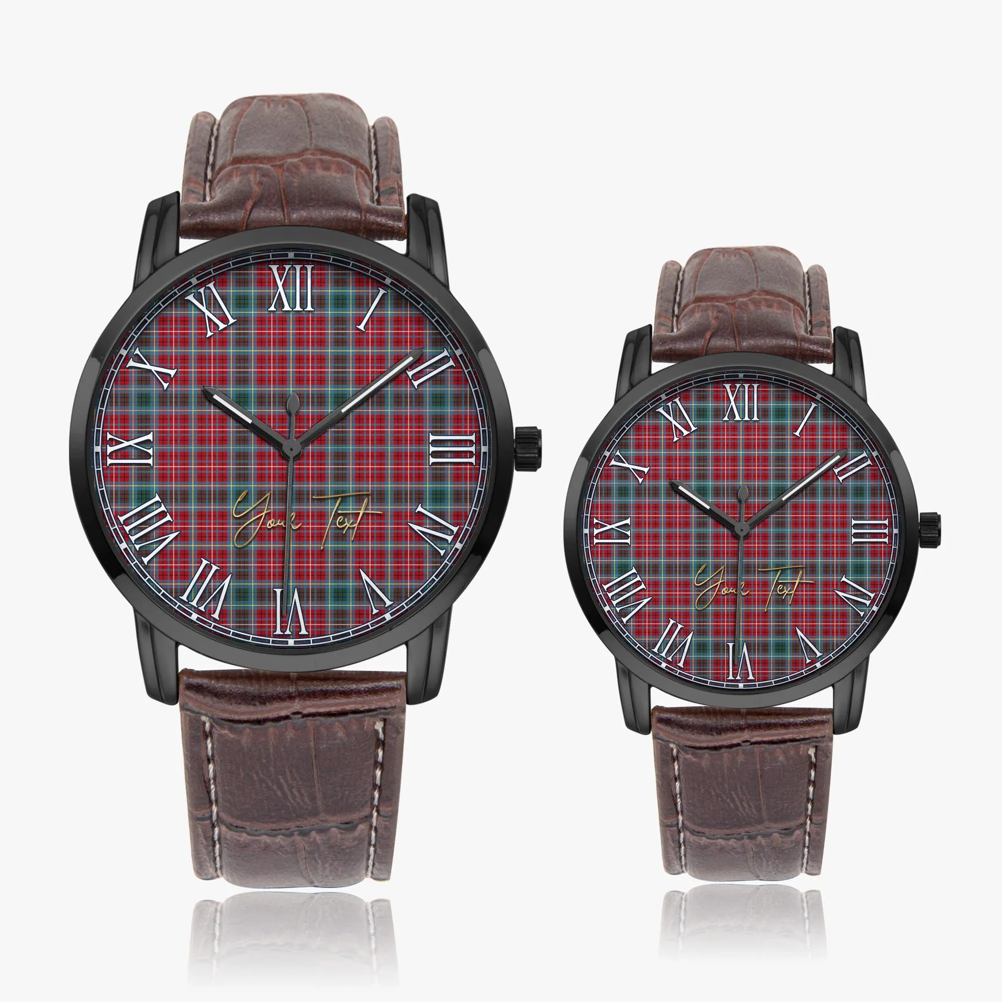 British Columbia Province Canada Tartan Personalized Your Text Leather Trap Quartz Watch