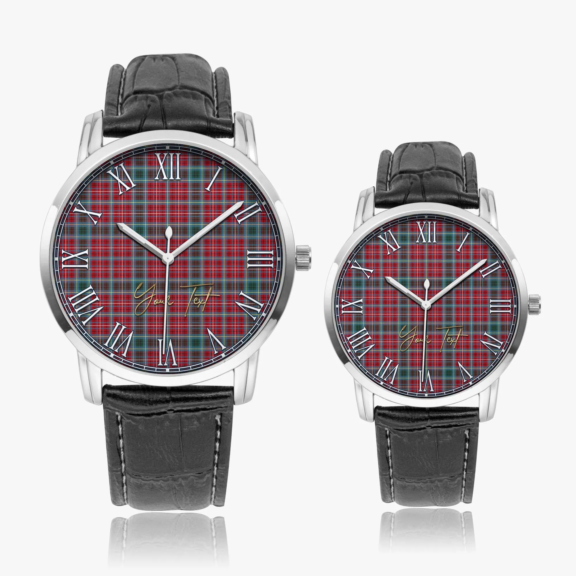 British Columbia Province Canada Tartan Personalized Your Text Leather Trap Quartz Watch