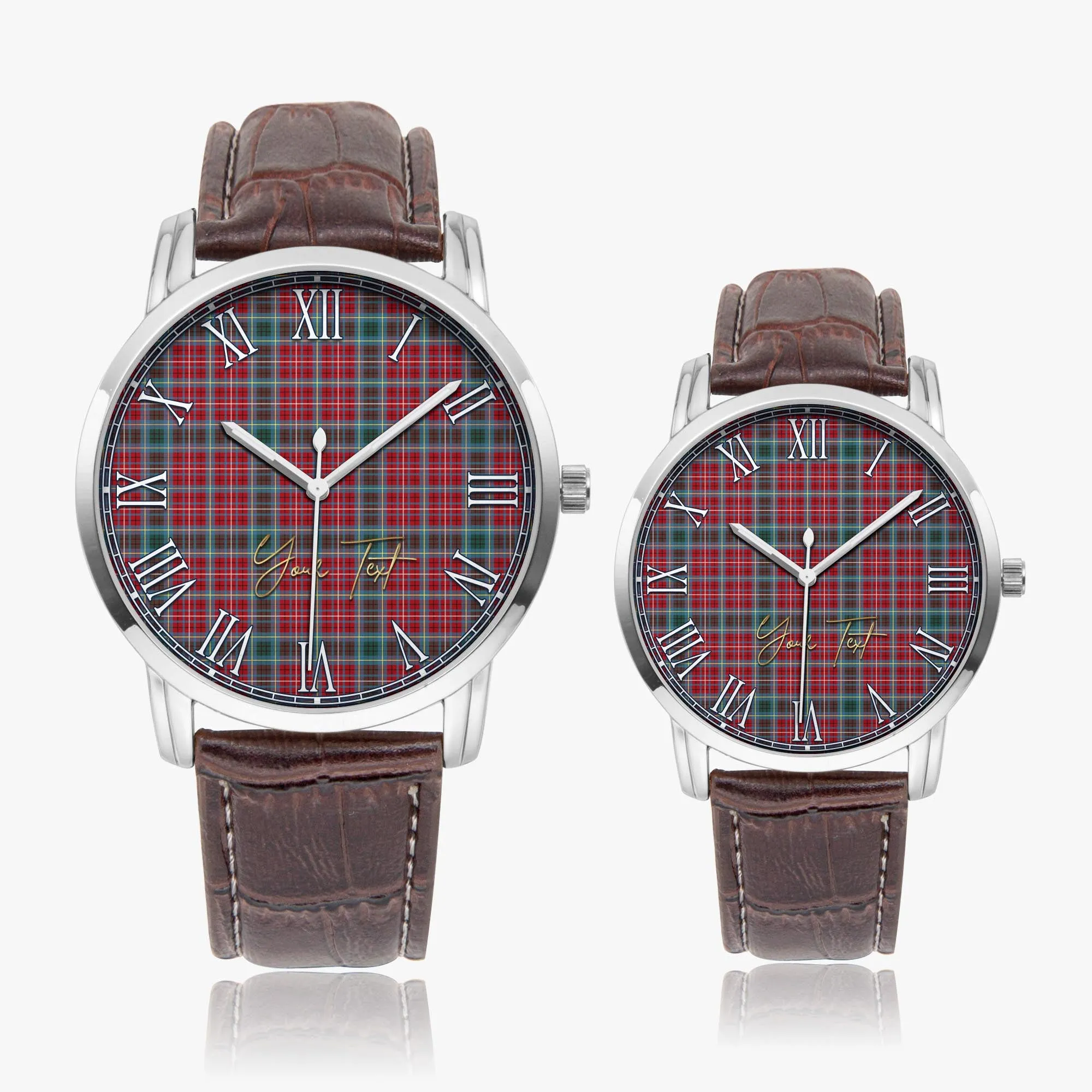 British Columbia Province Canada Tartan Personalized Your Text Leather Trap Quartz Watch
