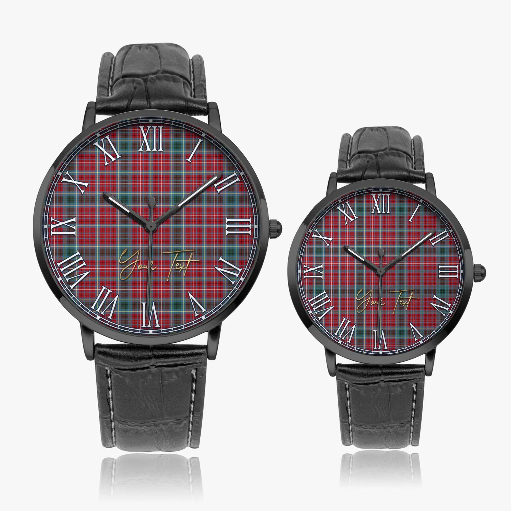 British Columbia Province Canada Tartan Personalized Your Text Leather Trap Quartz Watch