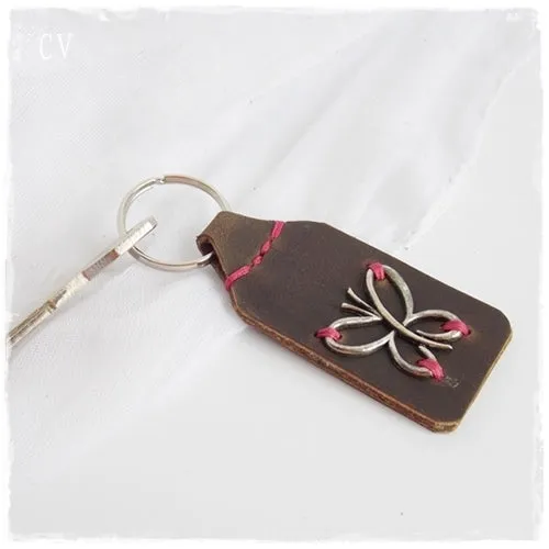 Butterfly Leather Keychain