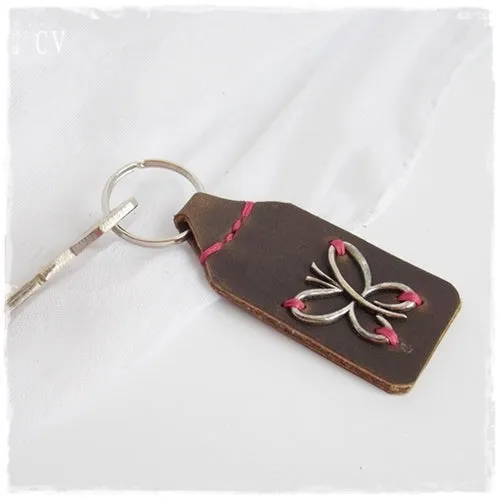 Butterfly Leather Keychain