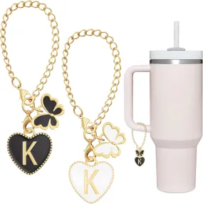 Butterfly Letter K Charm for Stanley Cup Accessories - 2PCS Name ID Handle for Tumbler, Initial Identification (Letter K)
