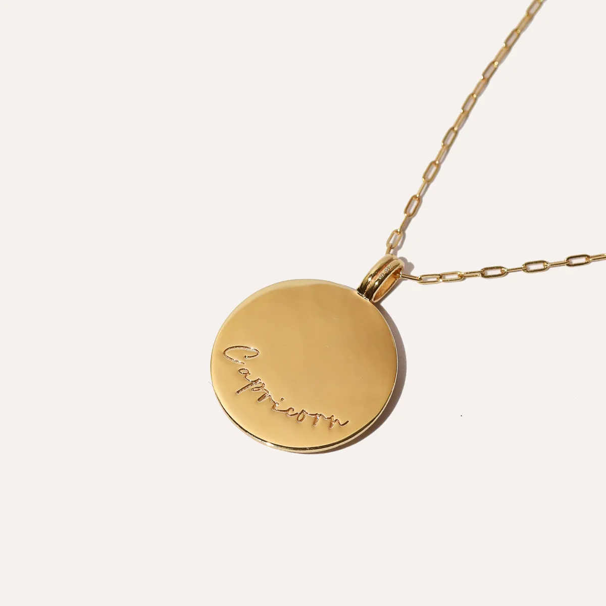 Capricorn Bold Zodiac Pendant Necklace in Gold