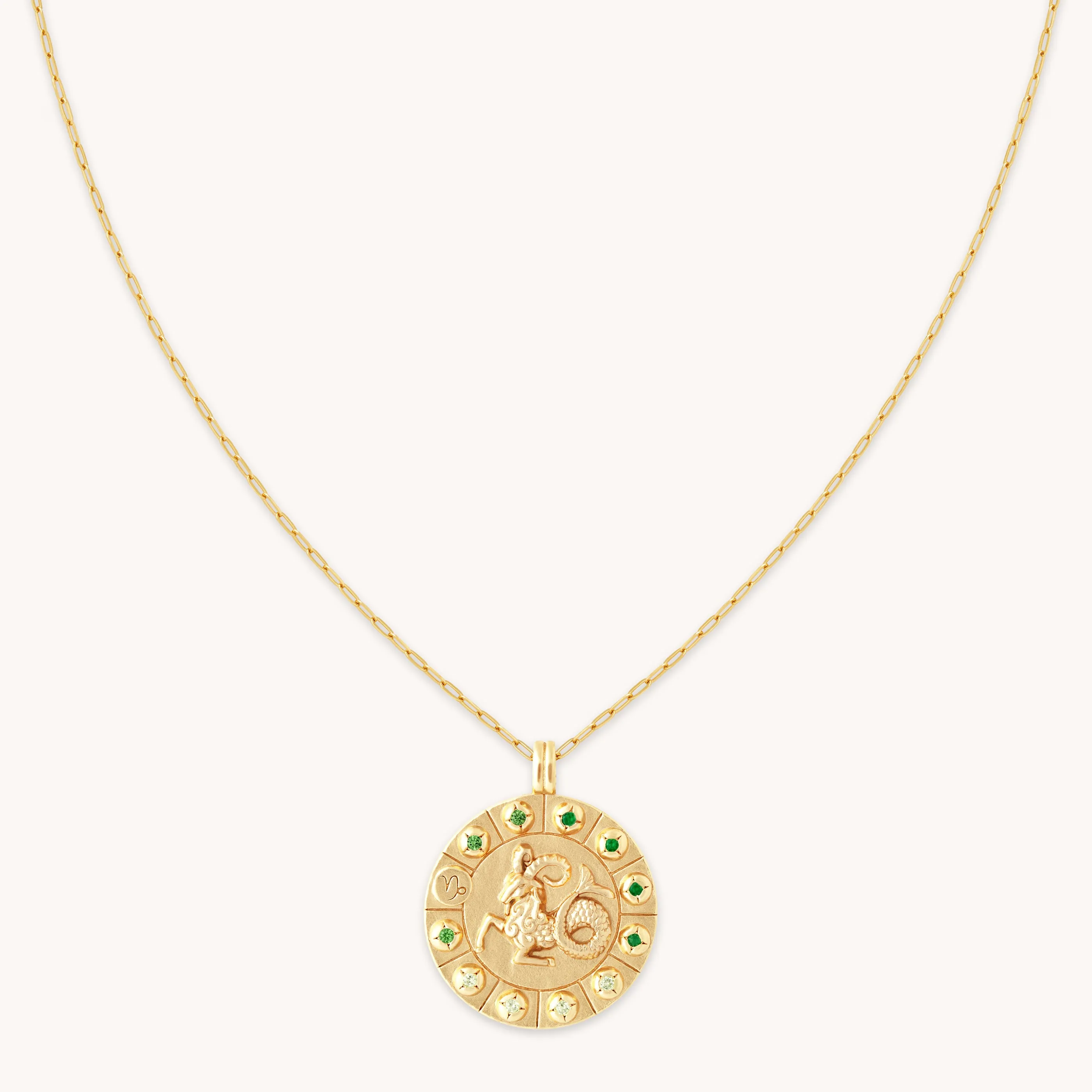 Capricorn Bold Zodiac Pendant Necklace in Gold