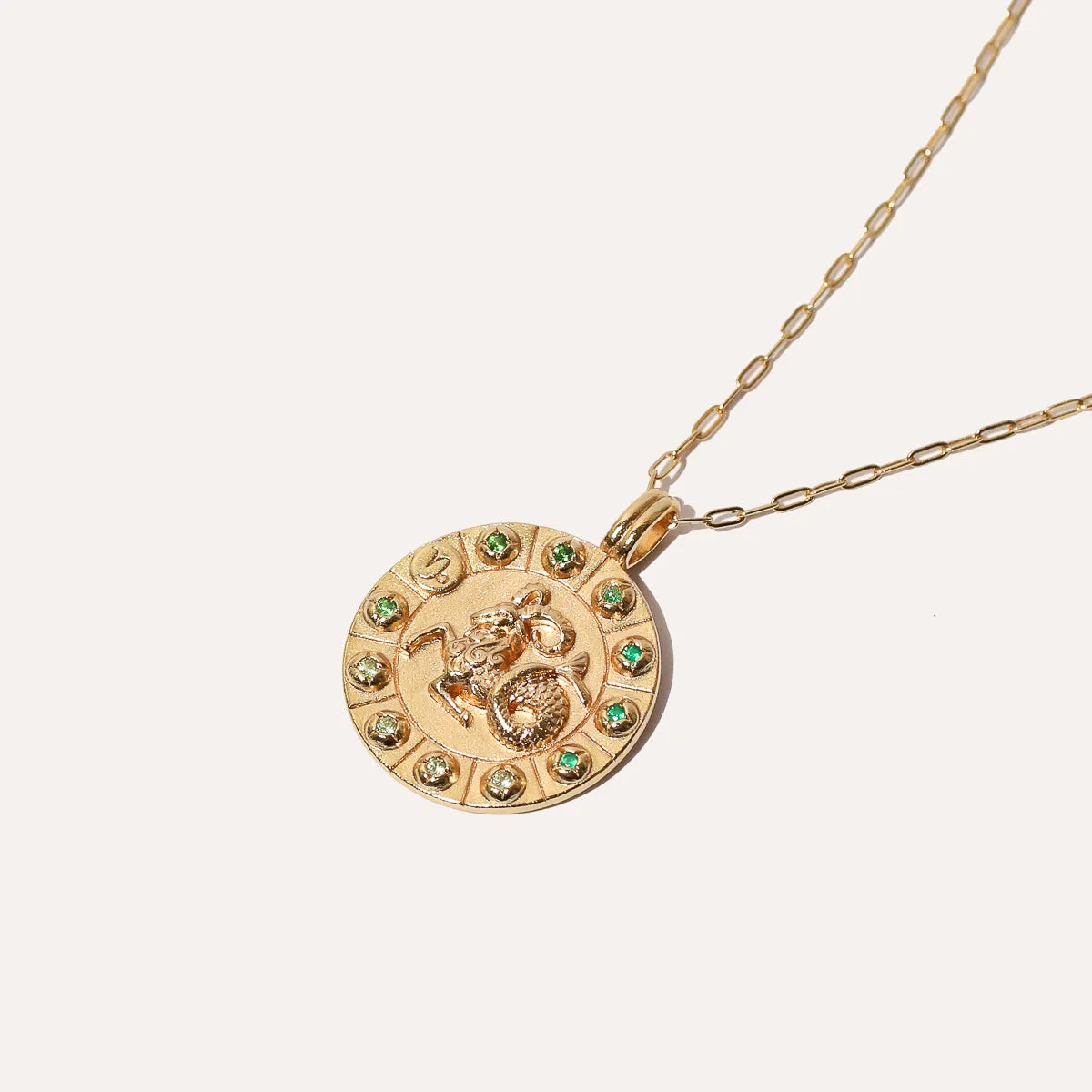 Capricorn Bold Zodiac Pendant Necklace in Gold