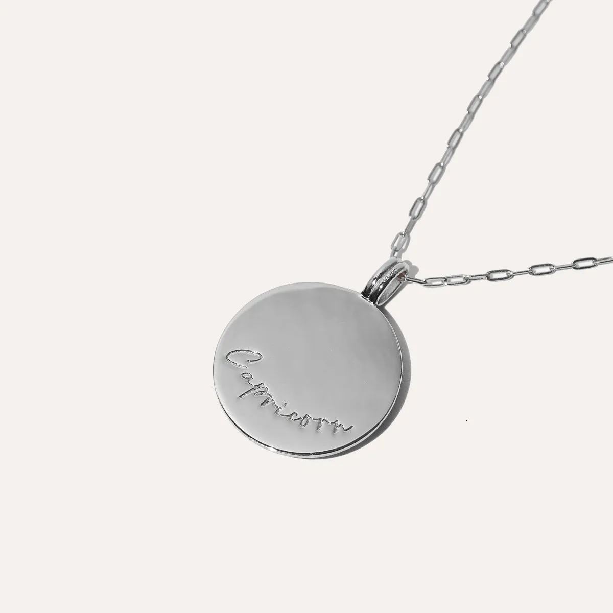 Capricorn Bold Zodiac Pendant Necklace in Silver