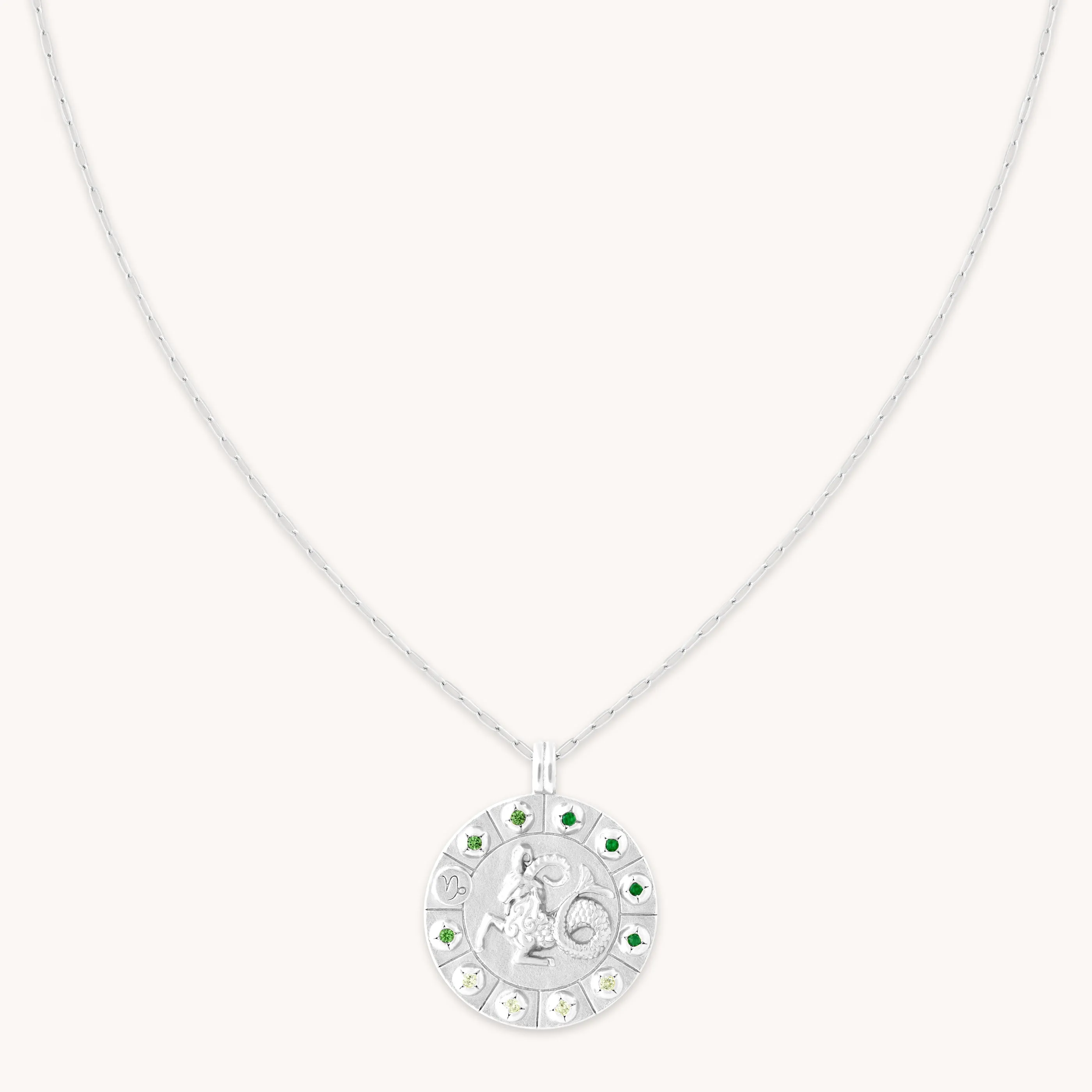 Capricorn Bold Zodiac Pendant Necklace in Silver
