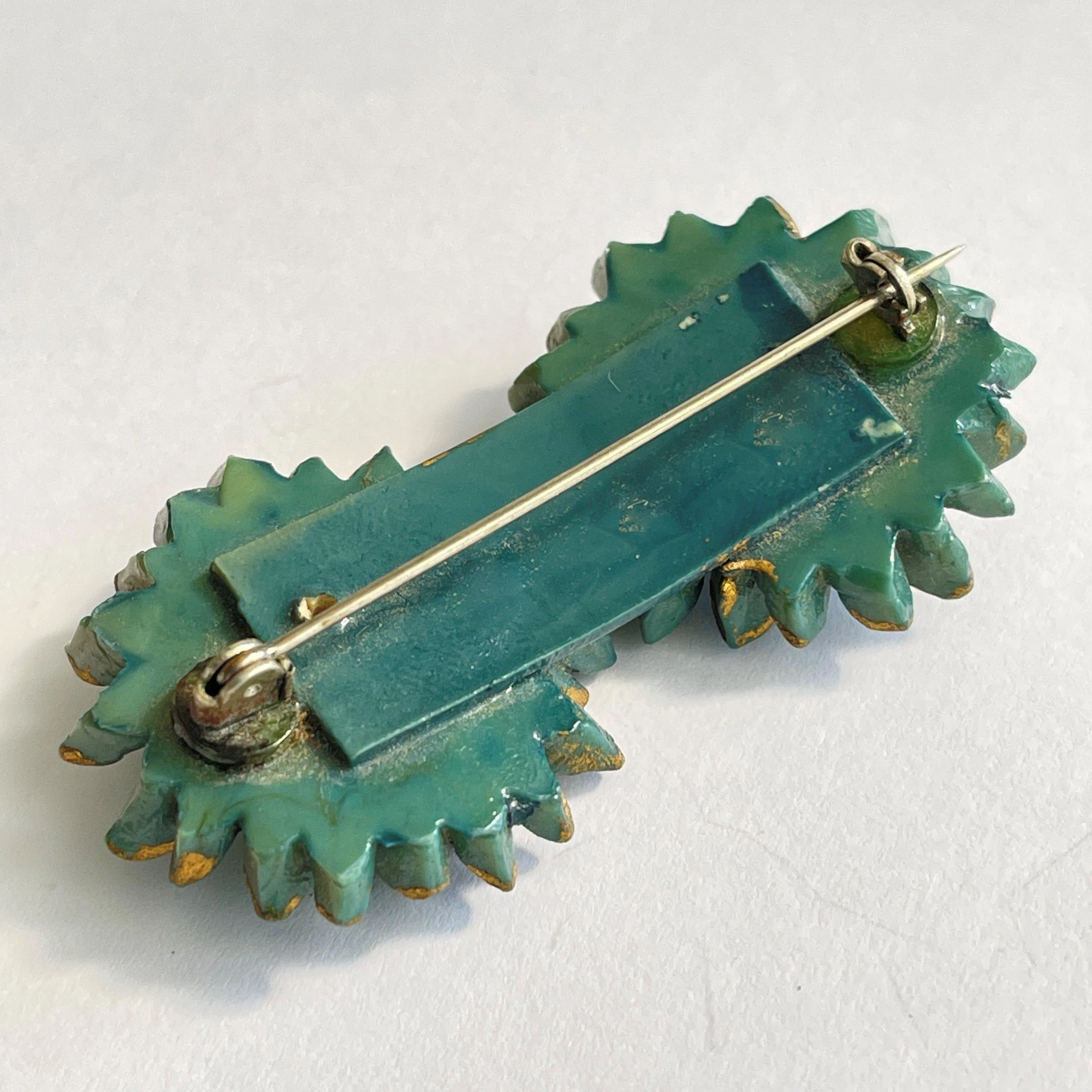 Celluloid Vintage Flower Head Brooch