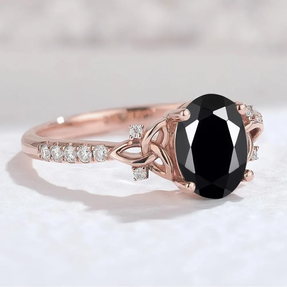 Celtic Engagement Rings for Women Oval Cut Gemstone Rings for Women 10K 14K 18K White Yellow Rose Gold Celtic Ring Wedding Ring Anniversary Promise Rings