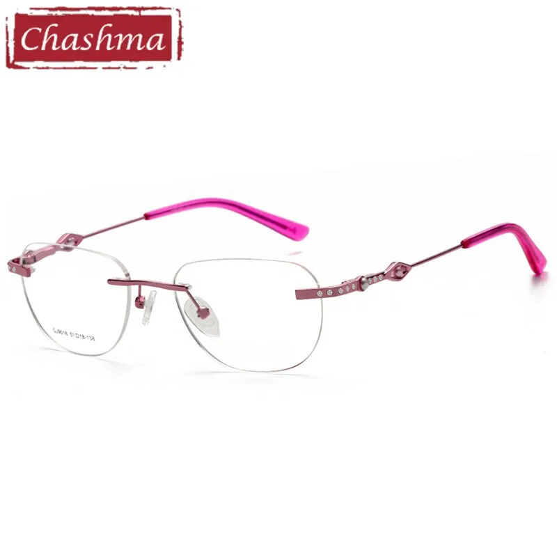 Chashma Ottica Women's Rimless Irregular Square Titanium Eyeglasses 9016