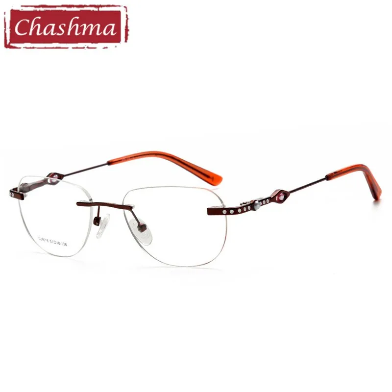 Chashma Ottica Women's Rimless Irregular Square Titanium Eyeglasses 9016