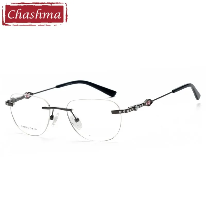 Chashma Ottica Women's Rimless Irregular Square Titanium Eyeglasses 9016