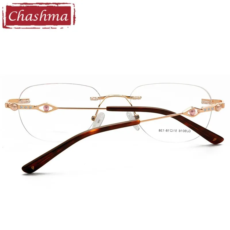 Chashma Ottica Women's Rimless Irregular Square Titanium Eyeglasses 9016