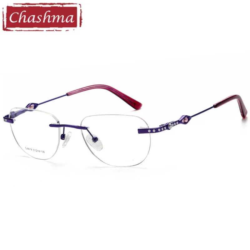 Chashma Ottica Women's Rimless Irregular Square Titanium Eyeglasses 9016