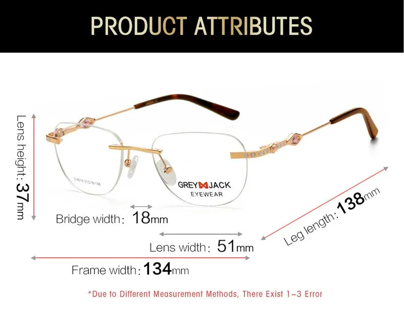 Chashma Ottica Women's Rimless Irregular Square Titanium Eyeglasses 9016