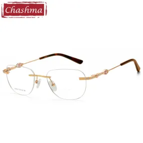 Chashma Ottica Women's Rimless Irregular Square Titanium Eyeglasses 9016