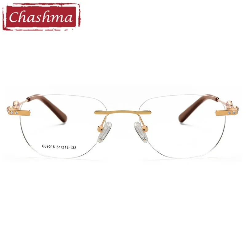 Chashma Ottica Women's Rimless Irregular Square Titanium Eyeglasses 9016