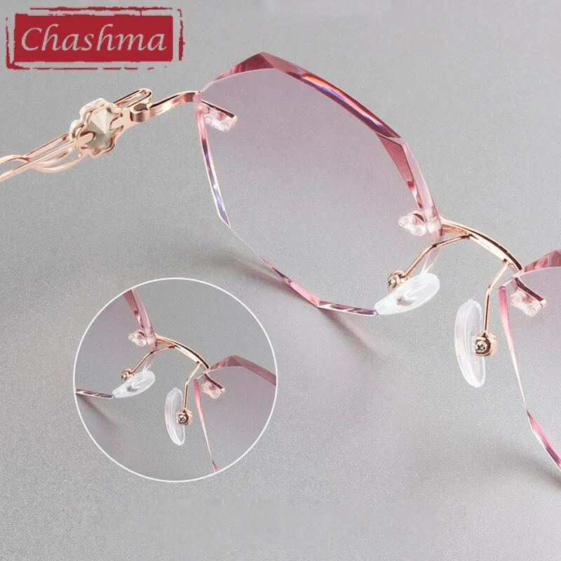Chashma Women's Rimless Flat Top Polygon Titanium Eyeglasses 88050