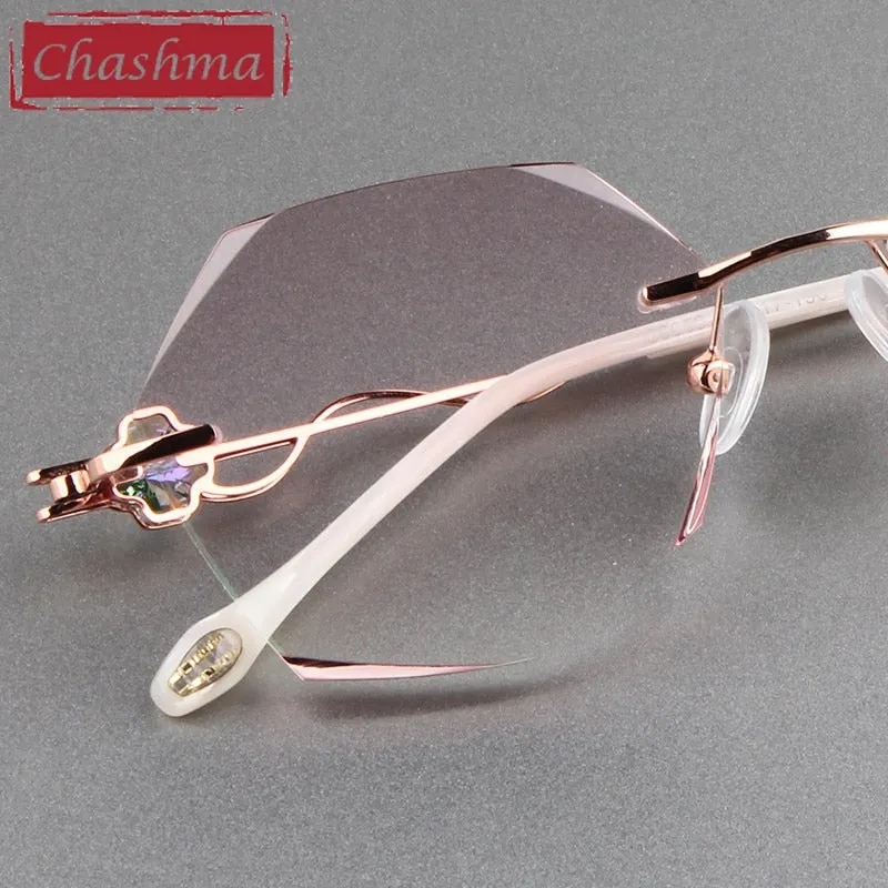 Chashma Women's Rimless Flat Top Polygon Titanium Eyeglasses 88050