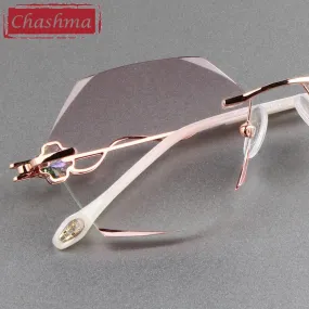 Chashma Women's Rimless Flat Top Polygon Titanium Eyeglasses 88050