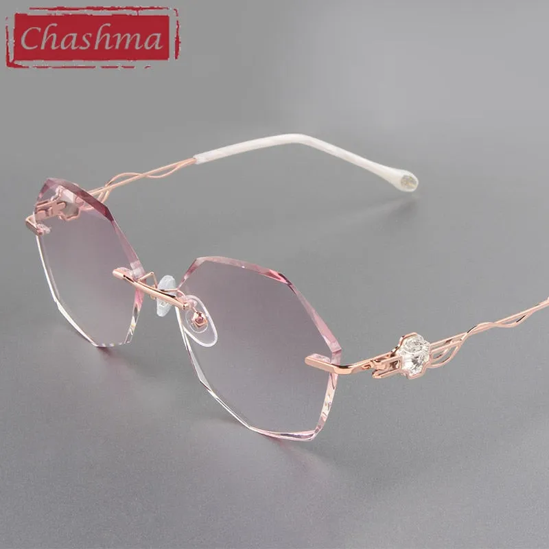 Chashma Women's Rimless Flat Top Polygon Titanium Eyeglasses 88050