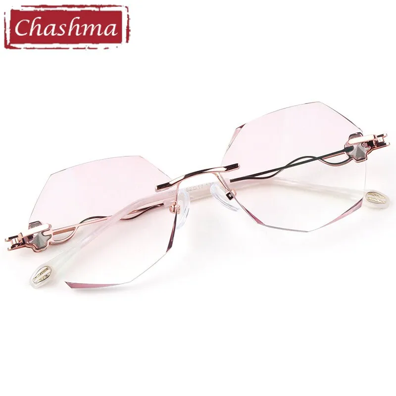 Chashma Women's Rimless Flat Top Polygon Titanium Eyeglasses 88050